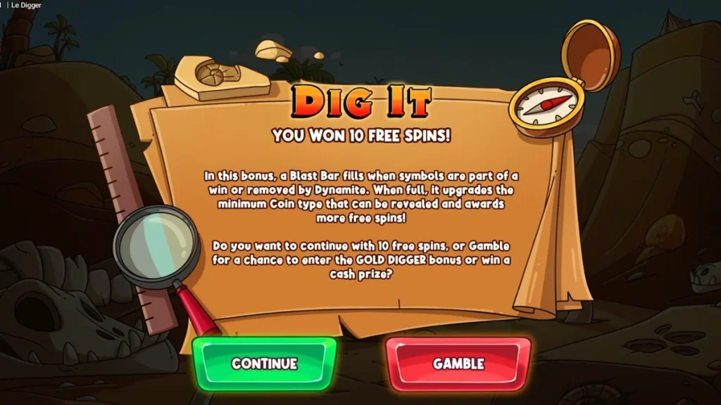 Tampilan visual slot Le Digger dengan Smokey si rakun di latar belakang gurun